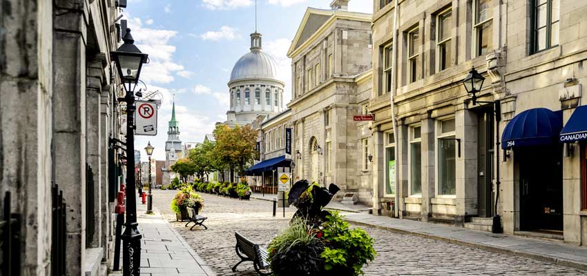 The cobblestone streets of Old Montreal