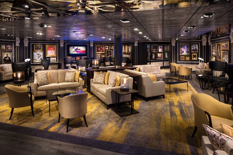 Contemporary lounge area on a Holland America Line ship