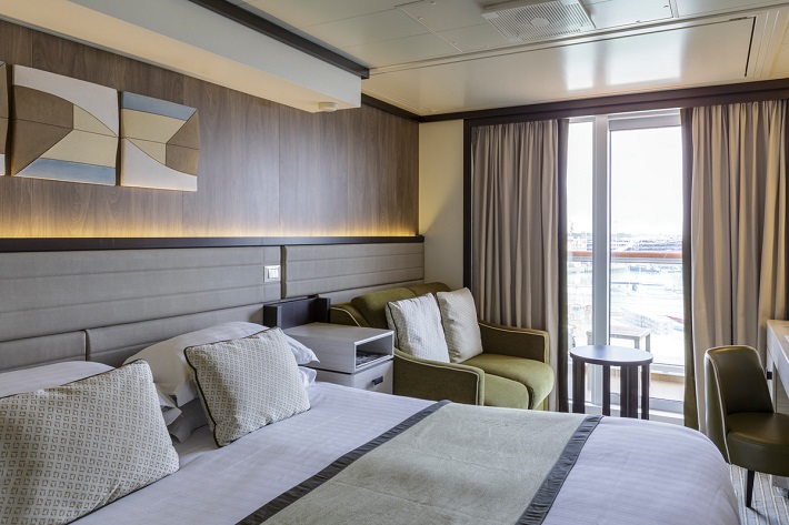 Sophisticated Balcony stateroom on-board P and O Cruises' Britannia
