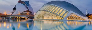 Exterior of the futuristic City of Arts and Sciences in Valencia