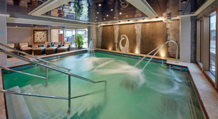 Massage jets in the pool in the Royal Spa on Cunard Queen Elizabeth
