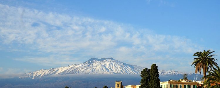 Mount Etna rising above the horizon in Sicily