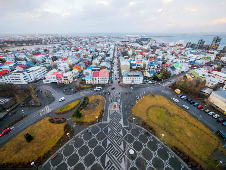 Reykjavik seen from the top of Hallgrimskirkja Church during a cruise to Iceland