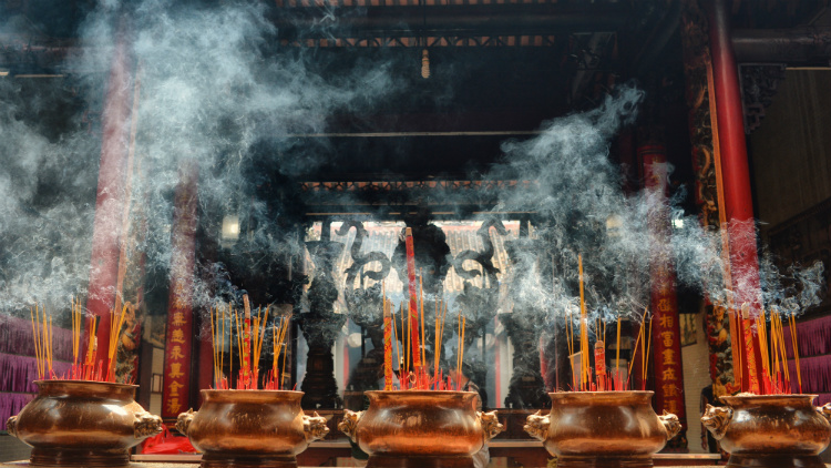 Incense burning outside a temple in Ho Chi Minh City