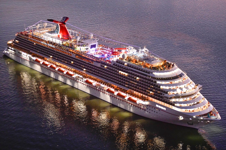 Carnival cruise ship, aerial view