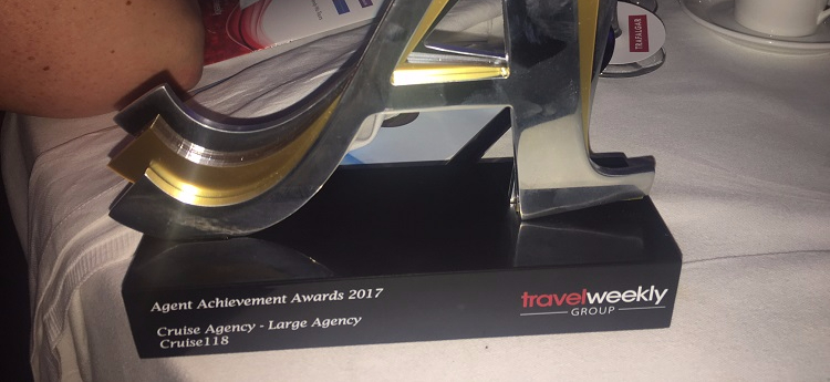 Cruise118's Best Large Cruise Agency of the Year award from Travel Weekly