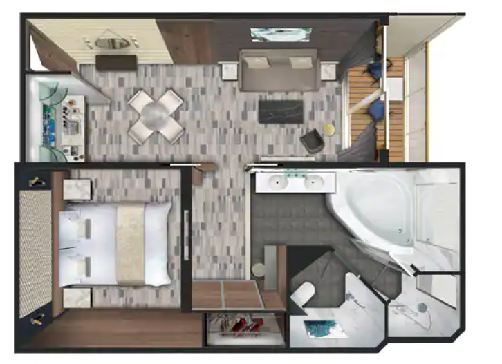 Forward-Facing Penthouse with Large Balcony floor Plan