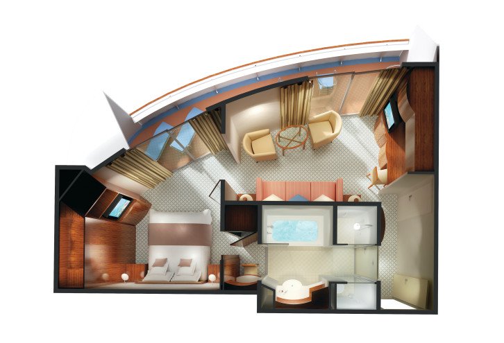Aft-Facing Penthouse with Master Bedroom & Large Balcony floor Plan