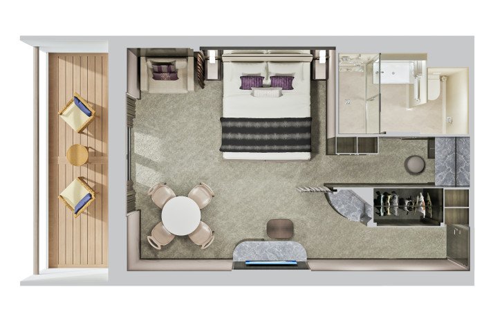 Forward-Facing Deluxe Penthouse with Large Balcony floor Plan