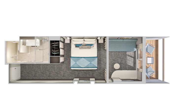 Aft-Facing Club Balcony Suite floor Plan