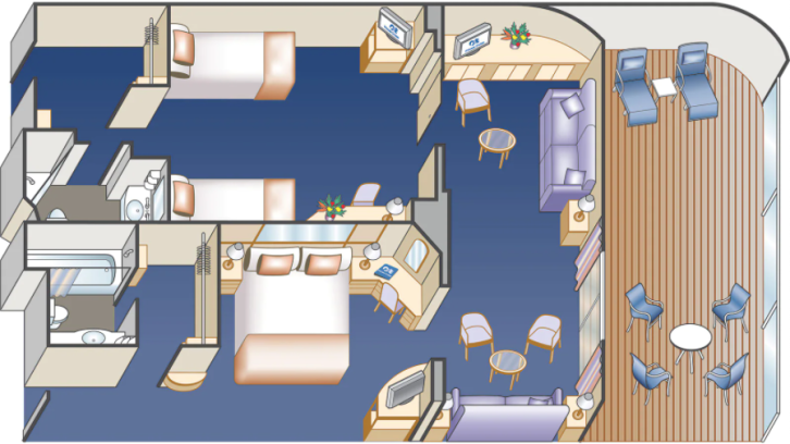 Two Bedroom Family Suite with Balcony floor Plan