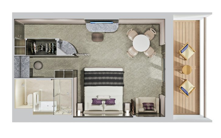 Forward-Facing Deluxe Penthouse with Large Balcony floor Plan
