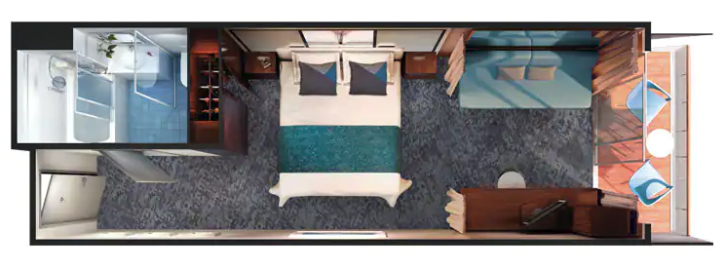Aft-Facing Club Balcony Suite floor Plan