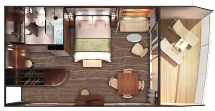 Forward-Facing Penthouse with Large Balcony floor Plan