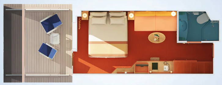 Aft-View Extended Balcony floor Plan