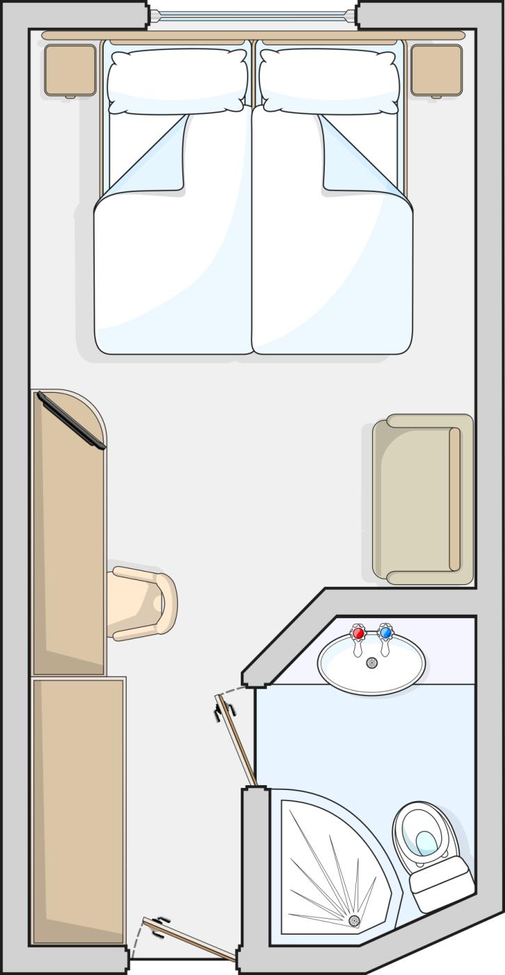 Single Outside Cabin floor Plan