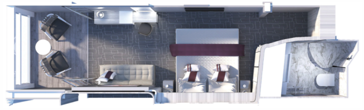 Edge Stateroom with Infinite Veranda floor Plan