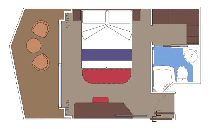 Deluxe Balcony with Promenade & Ocean View floor Plan