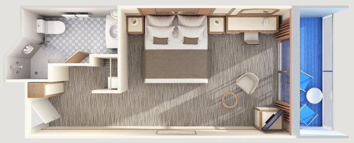 Aft-View Extended Balcony floor Plan