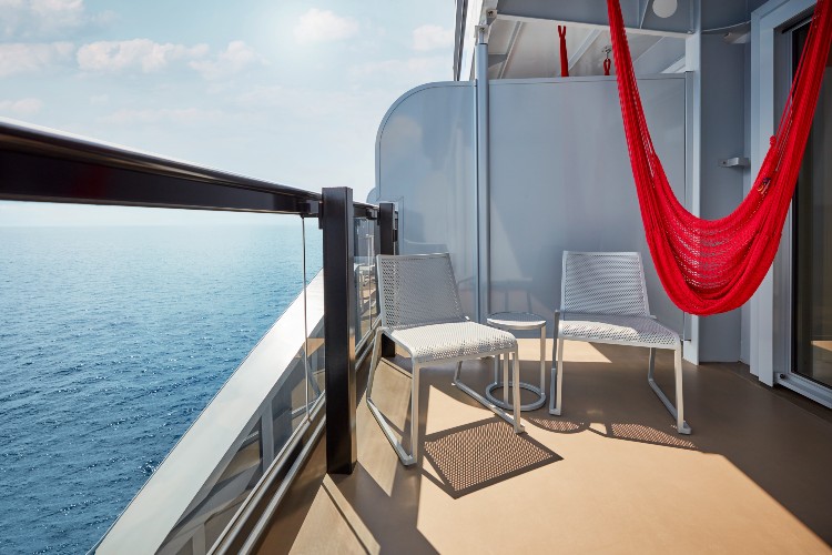Balcony area in the Sea Terrace cabin