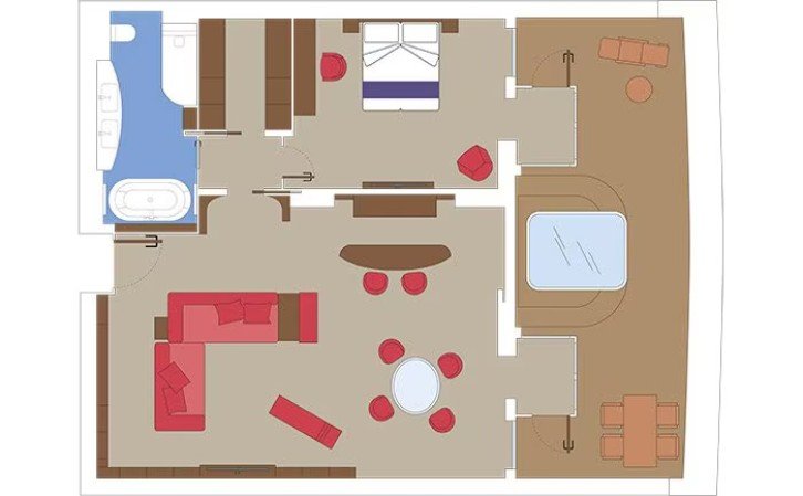 MSC Yacht Club Owner's Suite with Whirlpool Bath floor Plan