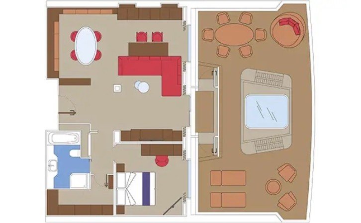 MSC Yacht Club Owner's Suite With Whirlpool Bath floor Plan