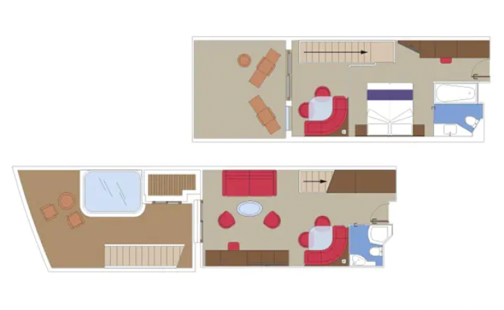 MSC Yacht Club Duplex Suite with Whirlpool Bath floor Plan