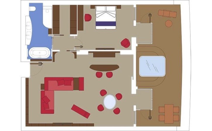 MSC Yacht Club Owner's Suite with Whirlpool Bath floor Plan