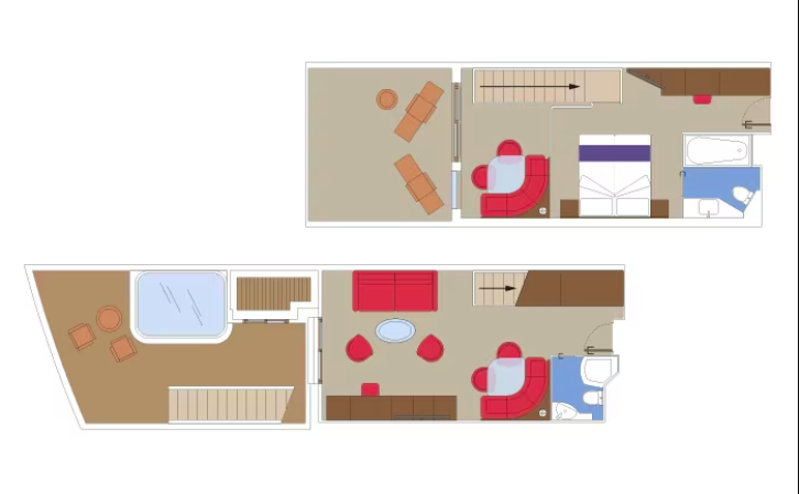 MSC Yacht Club Duplex Suite with Whirlpool Bath floor Plan