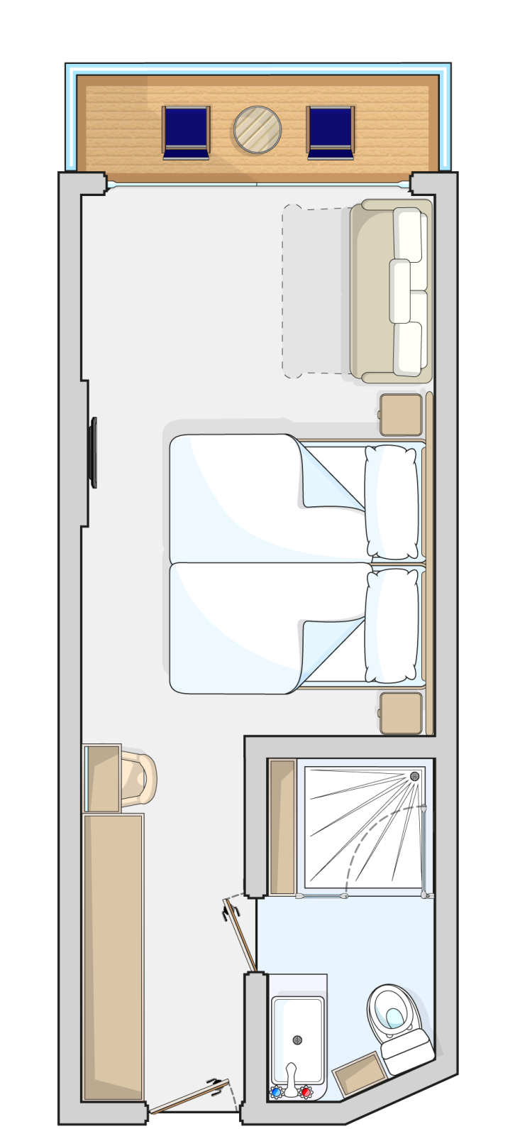 Deluxe Balcony Cabin floor Plan