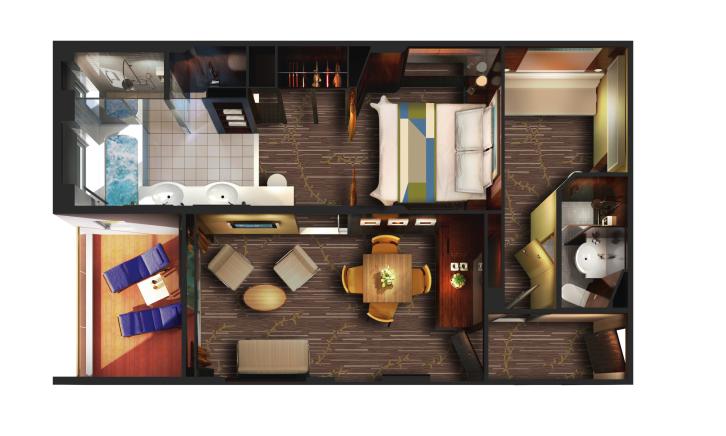 2-Bedroom Deluxe Family Suite with Balcony floor Plan