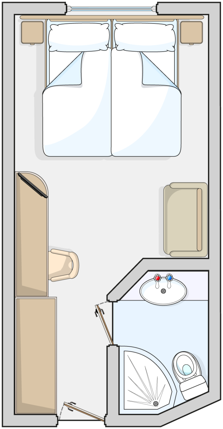 Single Outside Cabin floor Plan