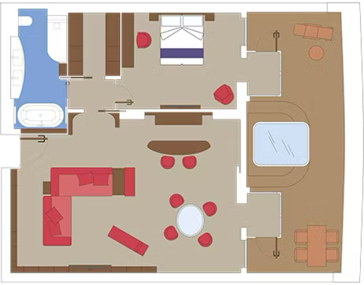 MSC Yacht Club Owner's Suite With Whirlpool Bath floor Plan