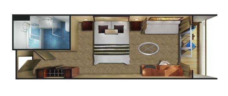 Aft-Facing Club Balcony Suite floor Plan