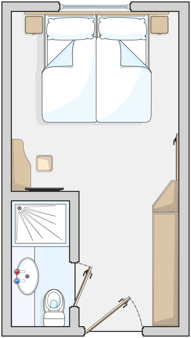 Single Outside Cabin floor Plan