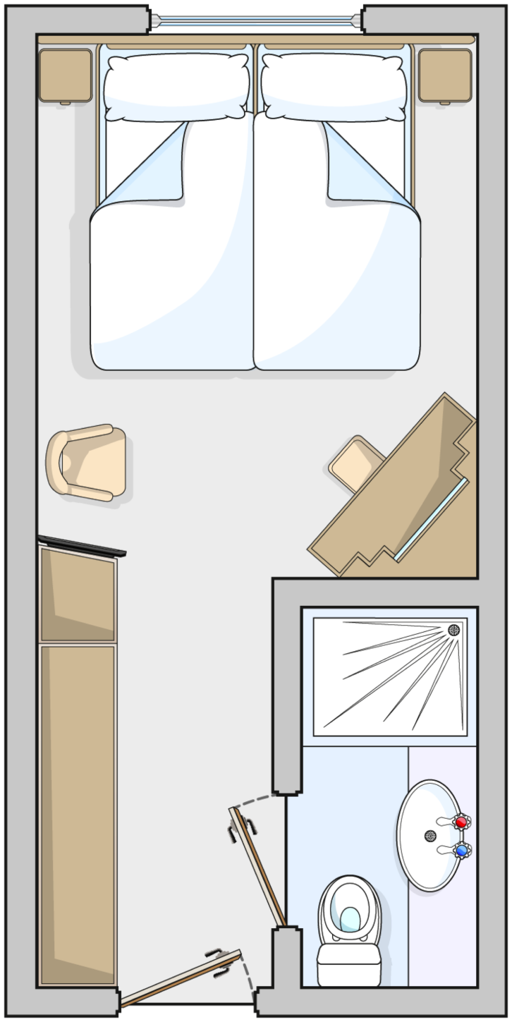 Single Outside Cabin floor Plan